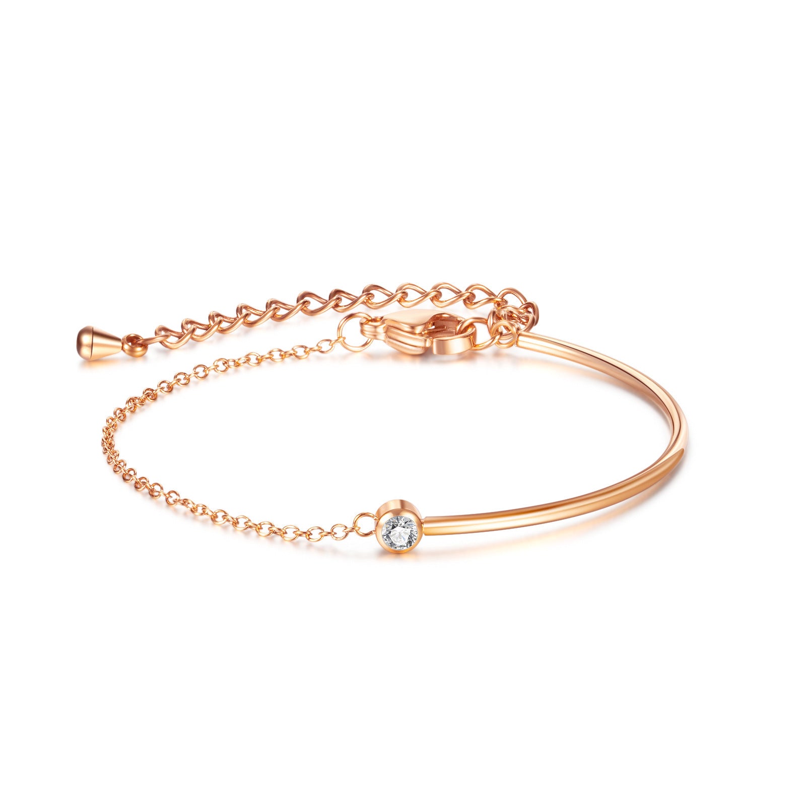 Wholesale Rose Gold Stainless Steel Bracelet with Zircon